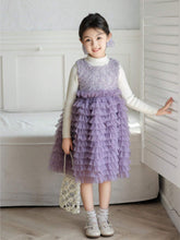 Elegance Plaid Tweed Sleeveless Vest Dress Three-Dimensional Multi-Layer Cake Gauze Dress Girl Birthday Autumn Winter